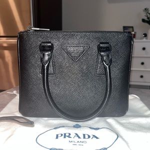 Prada Saffiano Leather Mini Bag (All Black)